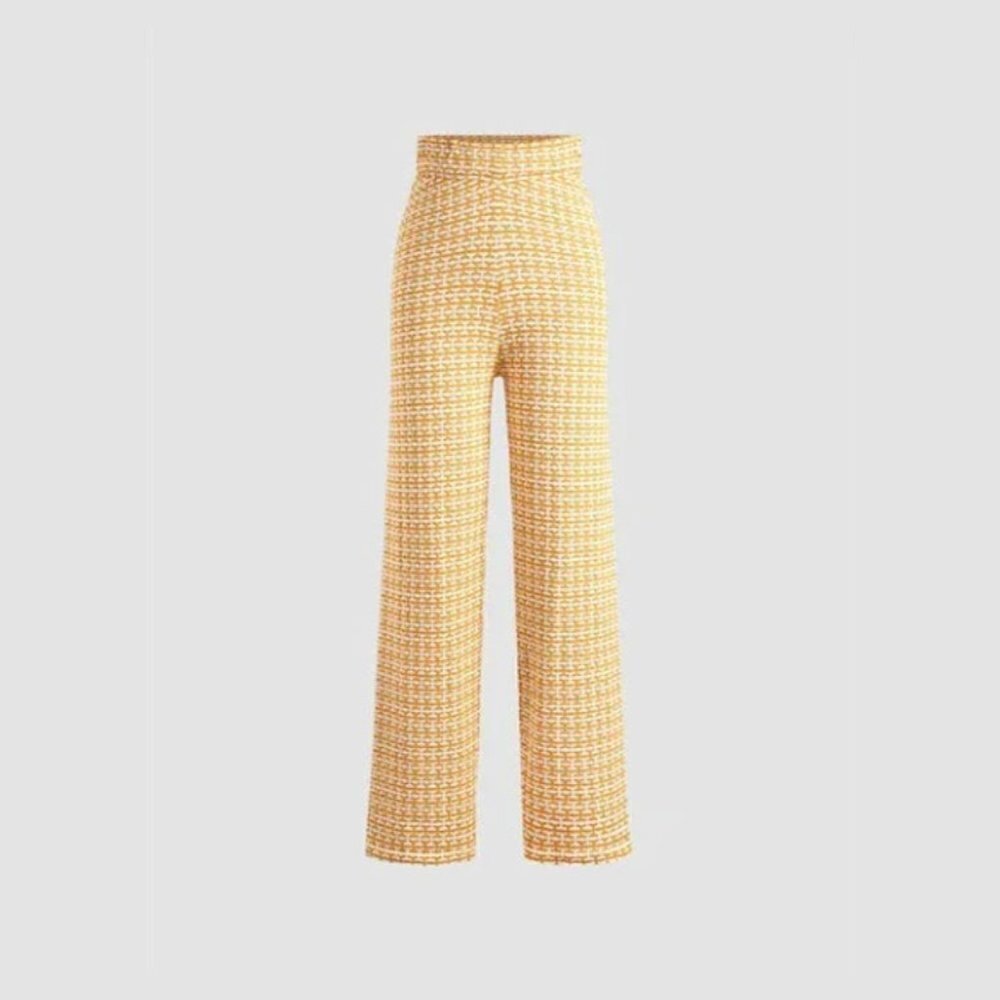 Cider Houndstooth High Waisted Pull-On Retro wide Leg Trousers Pants 1XL…
